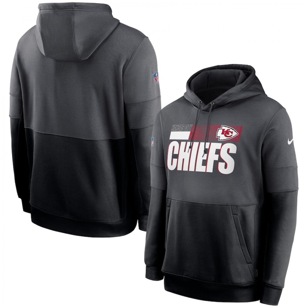 Men's Kansas City Chiefs Charcoal/Black Sideline Impact Lockup Performance Pullover Hoodie 