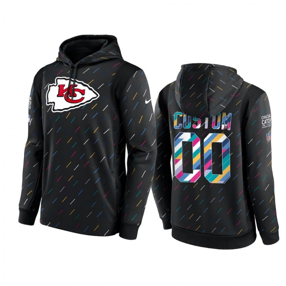 Men's Kansas City Chiefs Active Player Custom 2021 Charcoal Crucial Catch Therma Pullover Hoodie 