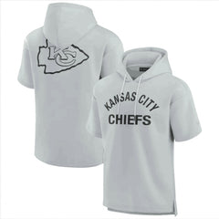 Men's Kansas City Chiefs Gray Super Soft Fleece Short Sleeve Hoodie 