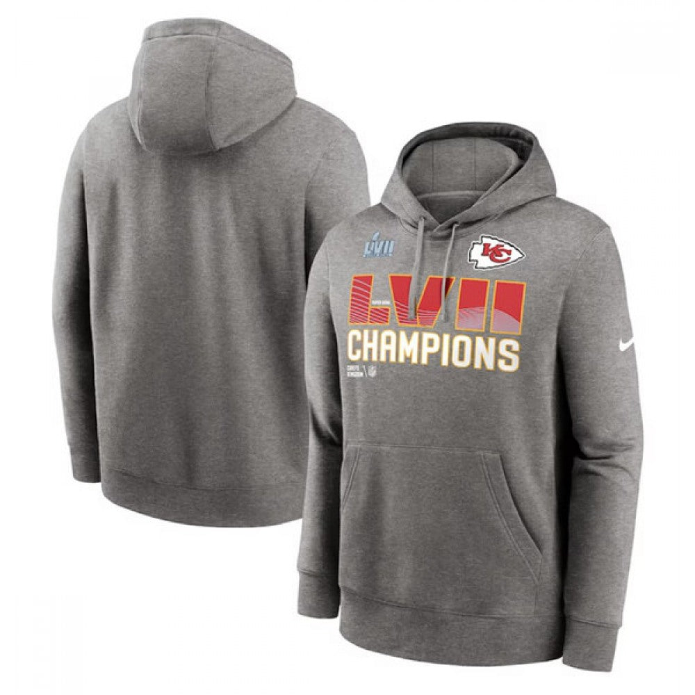 Men's Kansas City Chiefs Gray Super Bowl LVII Champions Fleece Pullover Hoodie 