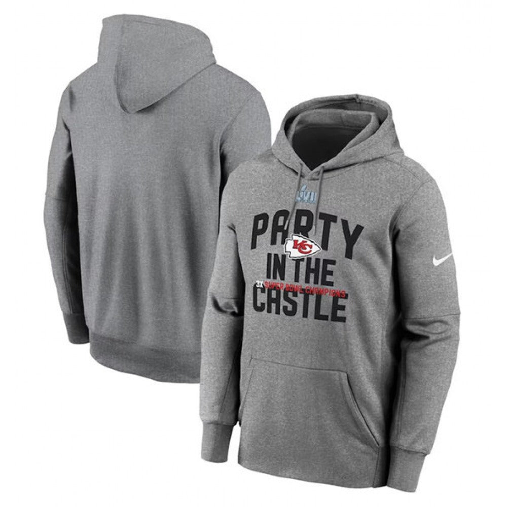 Men's Kansas City Chiefs Gray Super Bowl LVII Champions Celebration Parade Pullover Hoodie 
