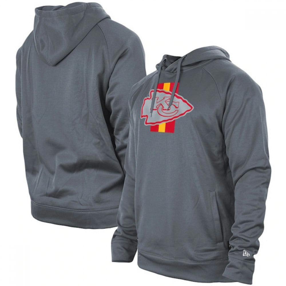 Men's Kansas City Chiefs Gray New Era Training Camp Raglan Pullover Hoodie 