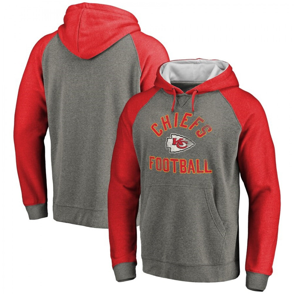 Men's Kansas City Chiefs Grey/Red 2020 Comfort Tri-Blend Pullover Hoodie 
