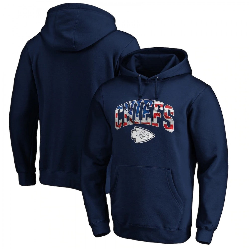 Men's Kansas City Chiefs Navy Banner Wave Pullover Hoodie 