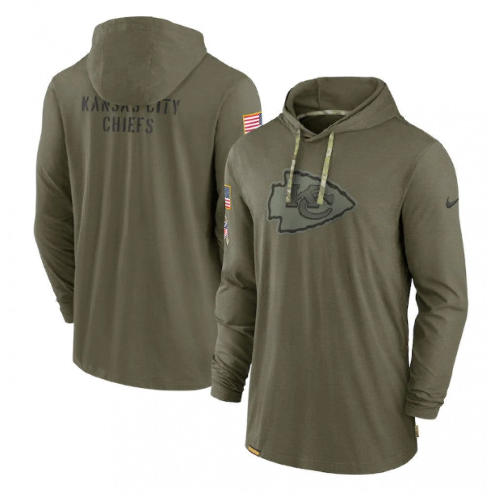 Men's Kansas City Chiefs 2022 Olive Salute to Service Tonal Pullover Hoodie 