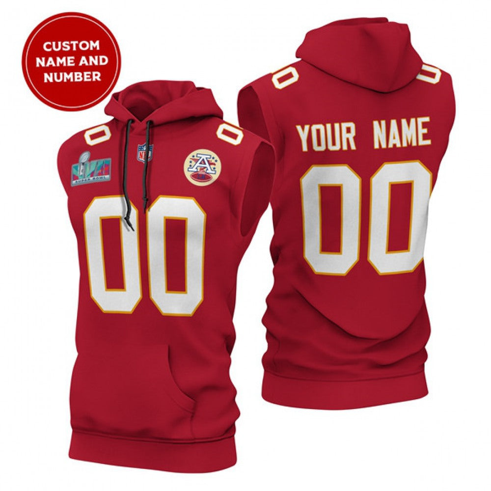 Men's Kansas City Chiefs Customized Red Limited Edition Sleeveless Hoodie 