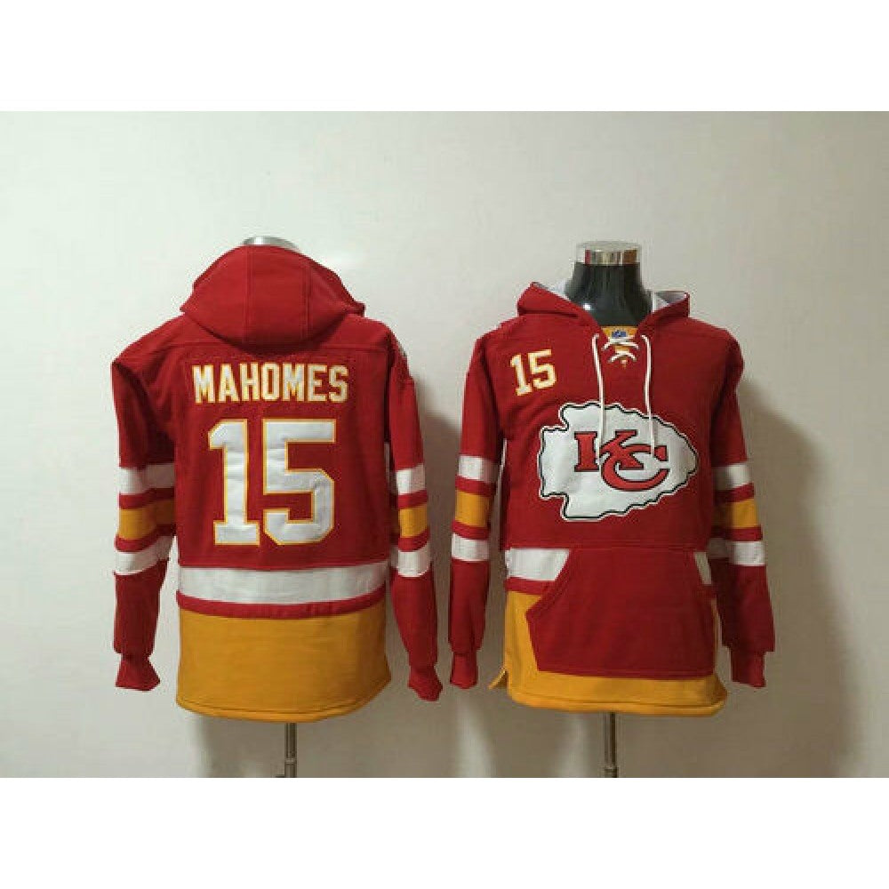 Men's Kansas City Chiefs #15 Patrick Mahomes Red All Stitched NFL Hoodie Sweatshirt 