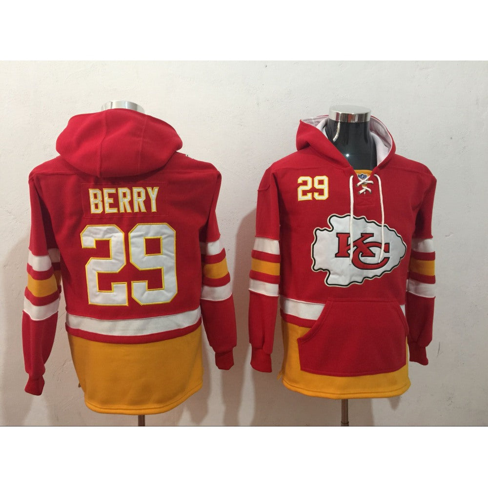 Men's Kansas City Chiefs #29 Red All Stitched NFL Hoodie Sweatshirt 