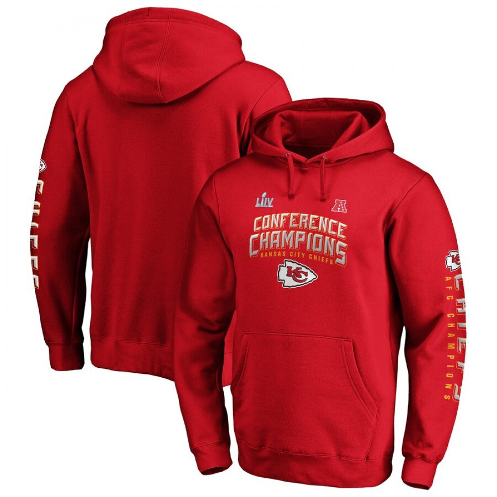 Men's Kansas City Chiefs Red 2019 AFC Champions End Around 2-Hit Pullover Hoodie 
