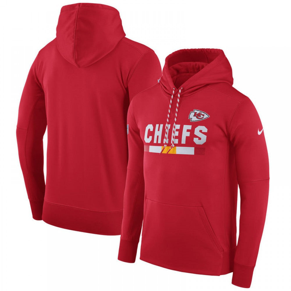 Men's Kansas City Chiefs Red Sideline Team Name Performance Pullover Hoodie 