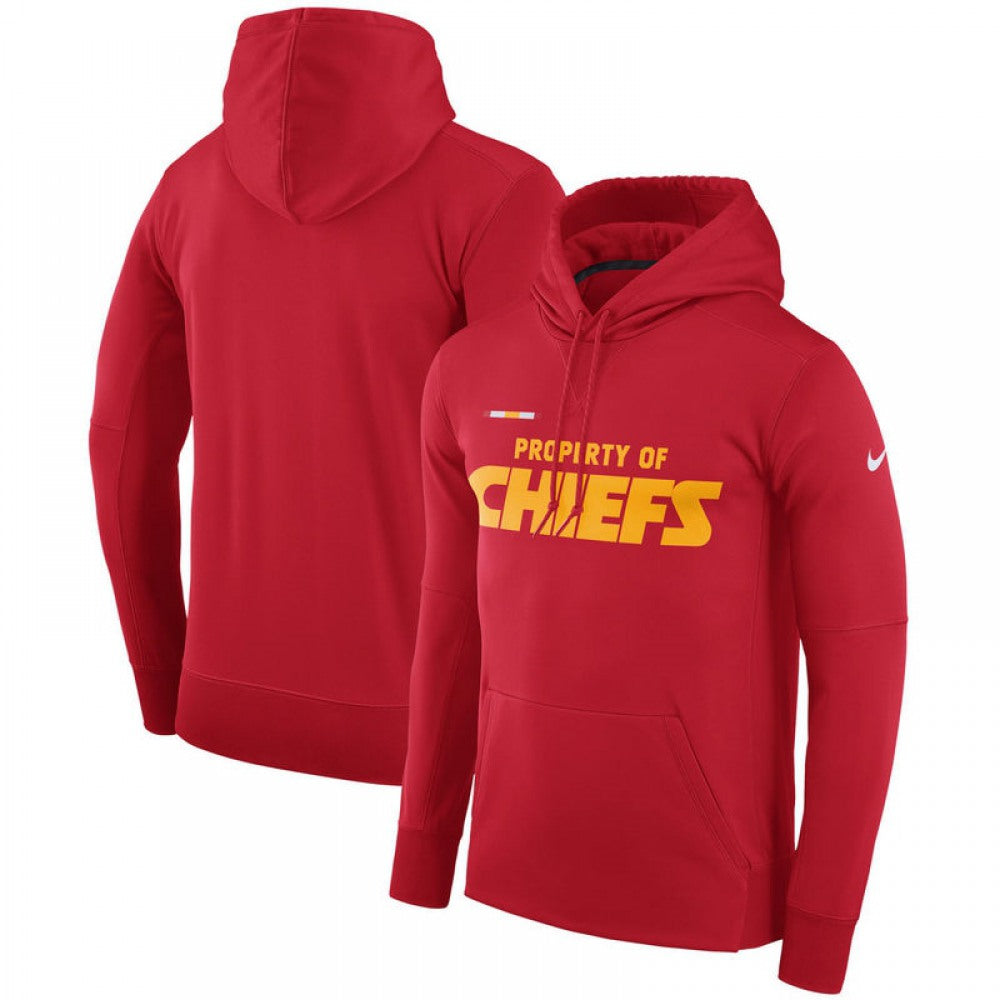 Men's Kansas City Chiefs Red Sideline Property Of Performance Pullover Hoodie 