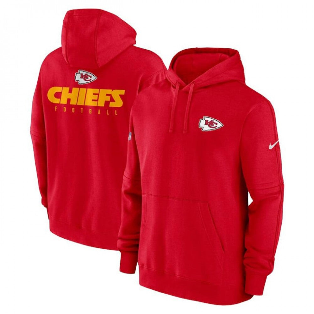 Men's Kansas City Chiefs Red Sideline Club Fleece Pullover Hoodie 