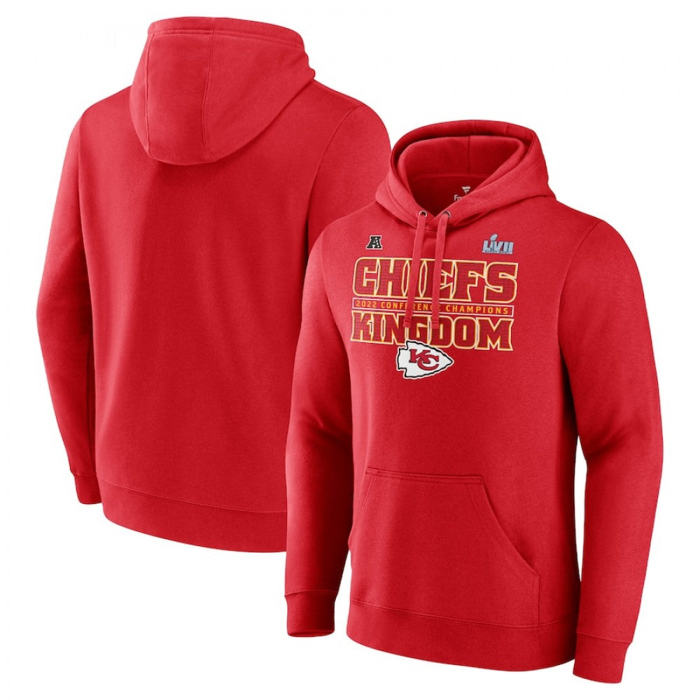 Men's Kansas City Chiefs Red 2022 AFC Champions Team Slogan Pullover Hoodie 