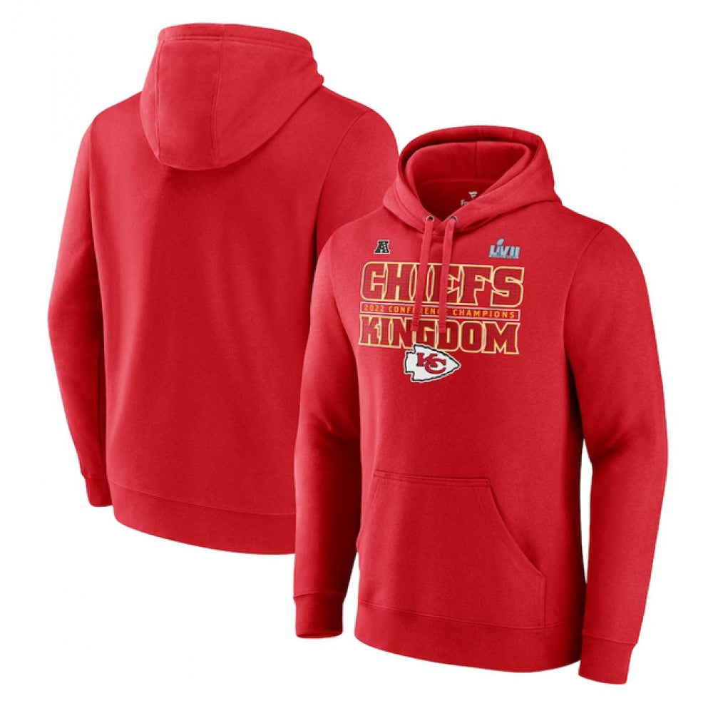 Men's Kansas City Chiefs Red 2022 AFC Champions Team Slogan Pullover Hoodie 