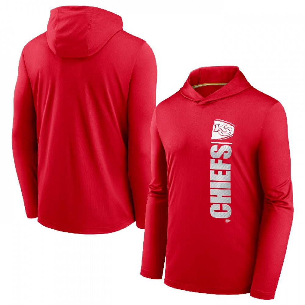 Men's Kansas City Chiefs Red Fan Gear Team Stack Hoodie Performance Long Sleeve T-Shirt 