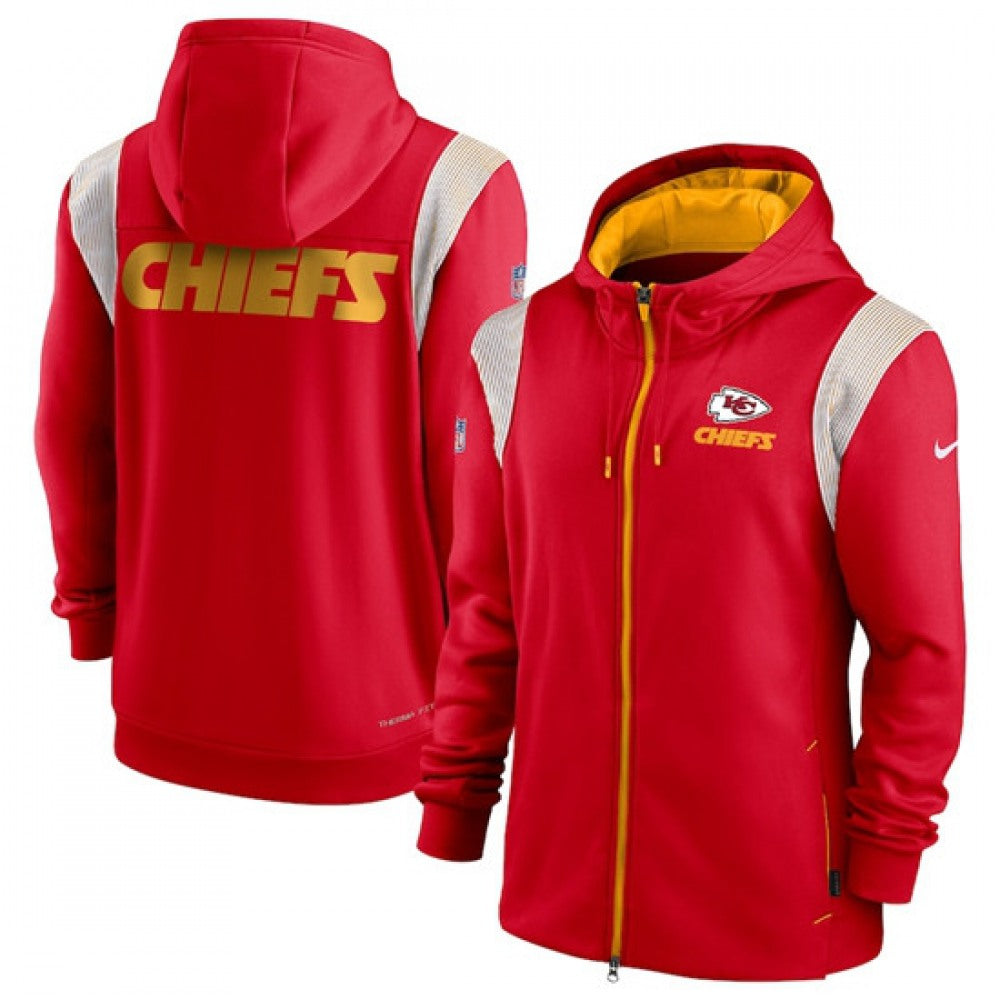 Men's Kansas City Chiefs Red Performance Sideline Lockup Full-Zip Hoodie 