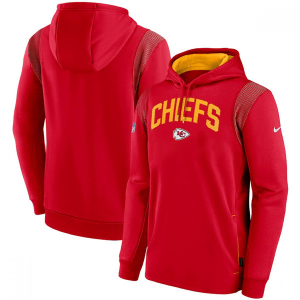 Men's Kansas City Chiefs Red Sideline Stack Performance Pullover Hoodie 002 