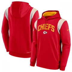 Men's Kansas City Chiefs Red Sideline Stack Performance Pullover Hoodie 001 