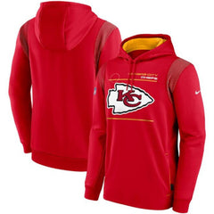 Men's Kansas City Chiefs 2021 Red Sideline Logo Performance Pullover Hoodie 