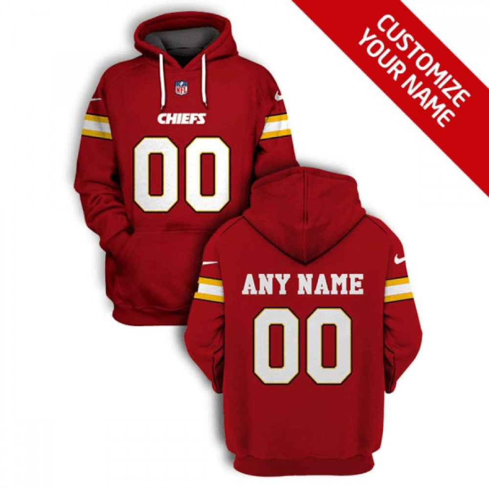 Men's Kansas City Chiefs Active Custom Red 2021 Pullover Hoodie 