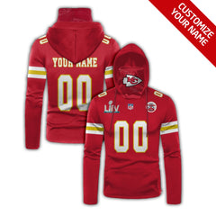 Men's Kansas City Chiefs 2020 Red With Super Bowl Patch Customize Hoodie Mask 