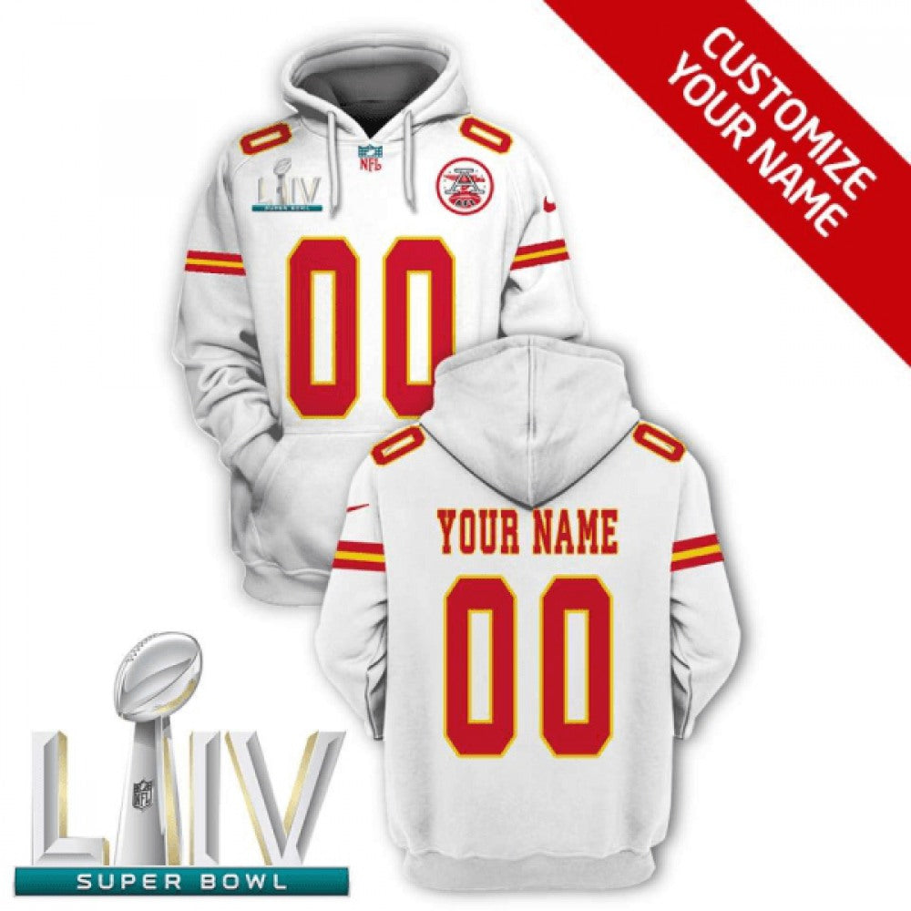 Men's Kansas City Chiefs Active Custom White 2021 Super Bowl LIV Pullover Hoodie 
