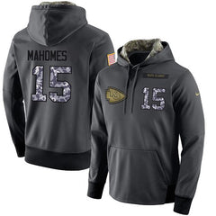 Men's Kansas City Chiefs #15 Patrick Mahomes Salute to Service Player Performance NFL Stitched Hoodie 