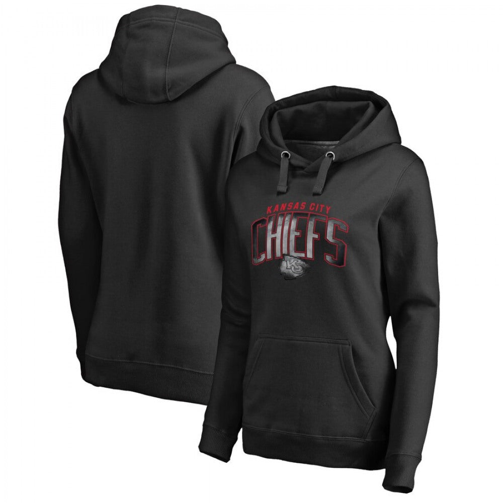Women's Kansas City Chiefs Black Free Line Pullover Hoodie(Run Small) 