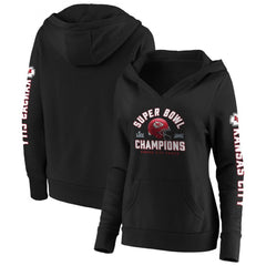 Women's Kansas City Chiefs Black Super Bowl LIV Champions Lateral Pullover Hoodie(Run Small) 