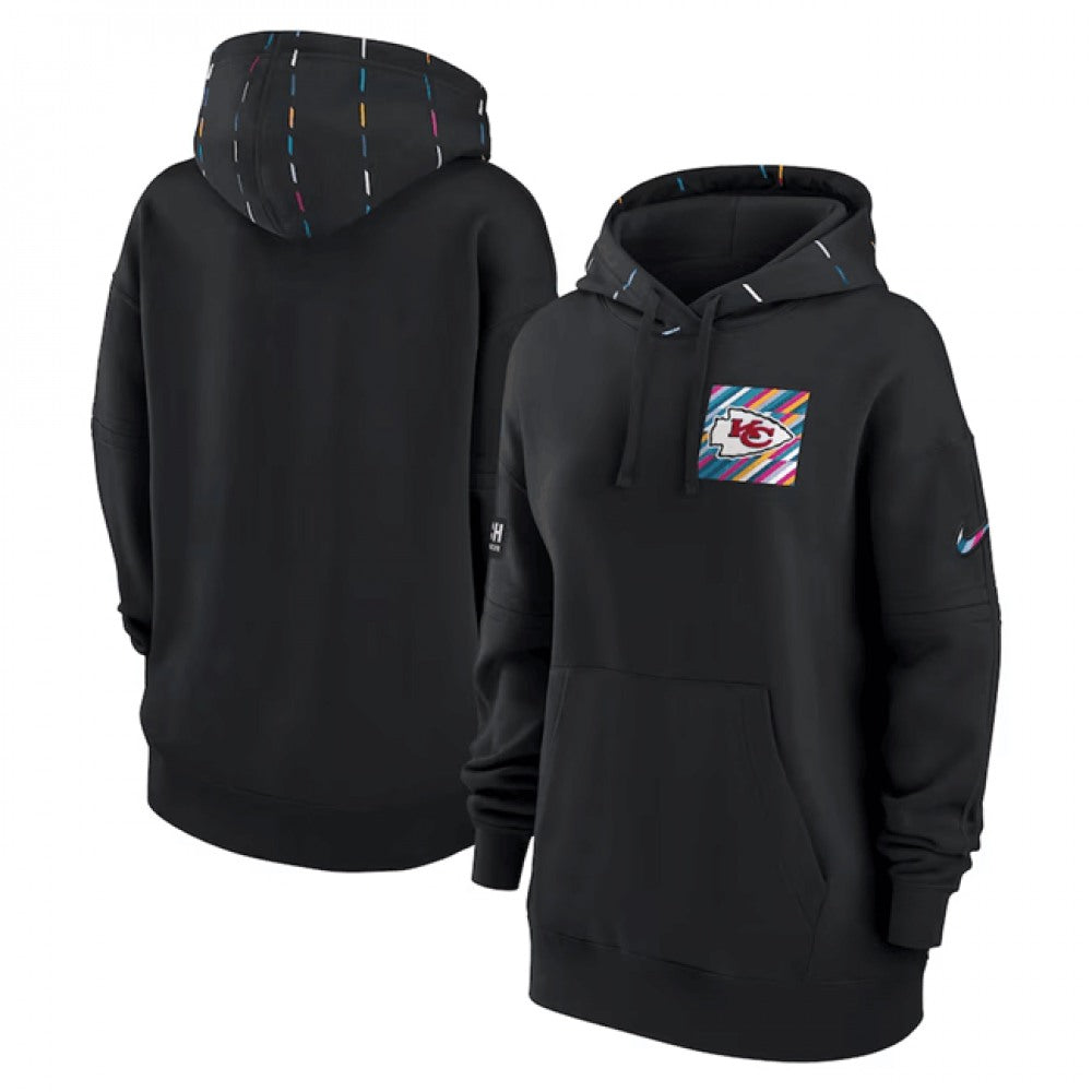 Women's Kansas City Chiefs Black 2023 Crucial Catch Club Pullover Hoodie(Run Small) 