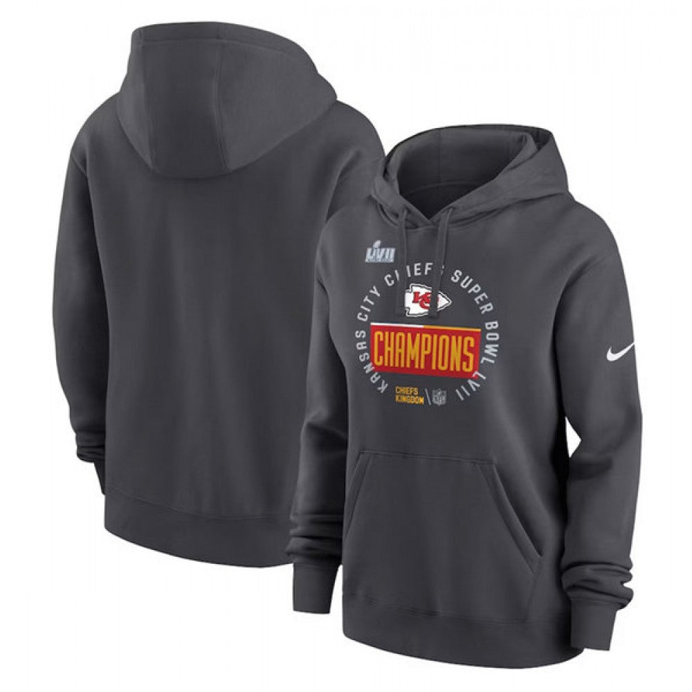 Women's Kansas City Chiefs Black Super Bowl LVII Champions Pullover Hoodie(Run Small) 