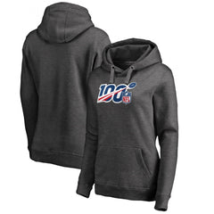 Women's Kansas City Chiefs Heathered Gray 100th Season Pullover Hoodie(Run Small) 