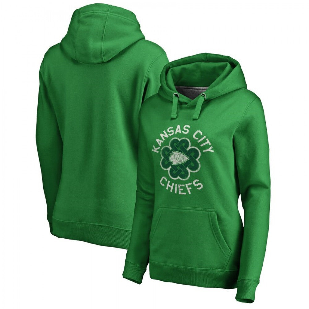 Women's Kansas City Chiefs Green St. Patrick's Day Luck Tradition Pullover Hoodie(Run Small) 