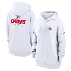 Women's Kansas City Chiefs White Sideline Club Fleece Pullover Hoodie(Run Small) 