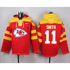 Chiefs #11 Alex Smith Red Player Pullover NFL Hoodie 