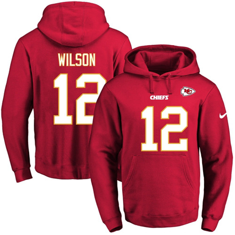 Chiefs #12 Albert Wilson Red Name & Number Pullover NFL Hoodie 