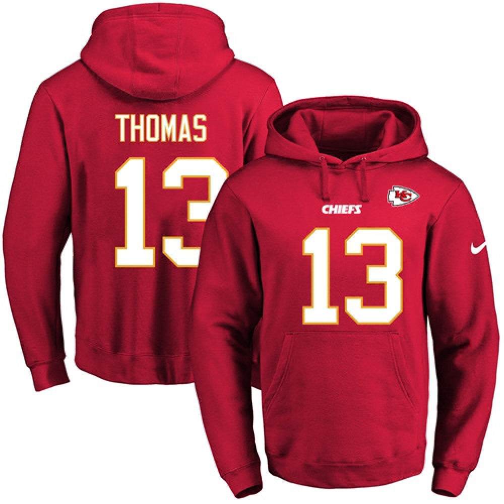 Chiefs #13 De'Anthony Thomas Red Name & Number Pullover NFL Hoodie 