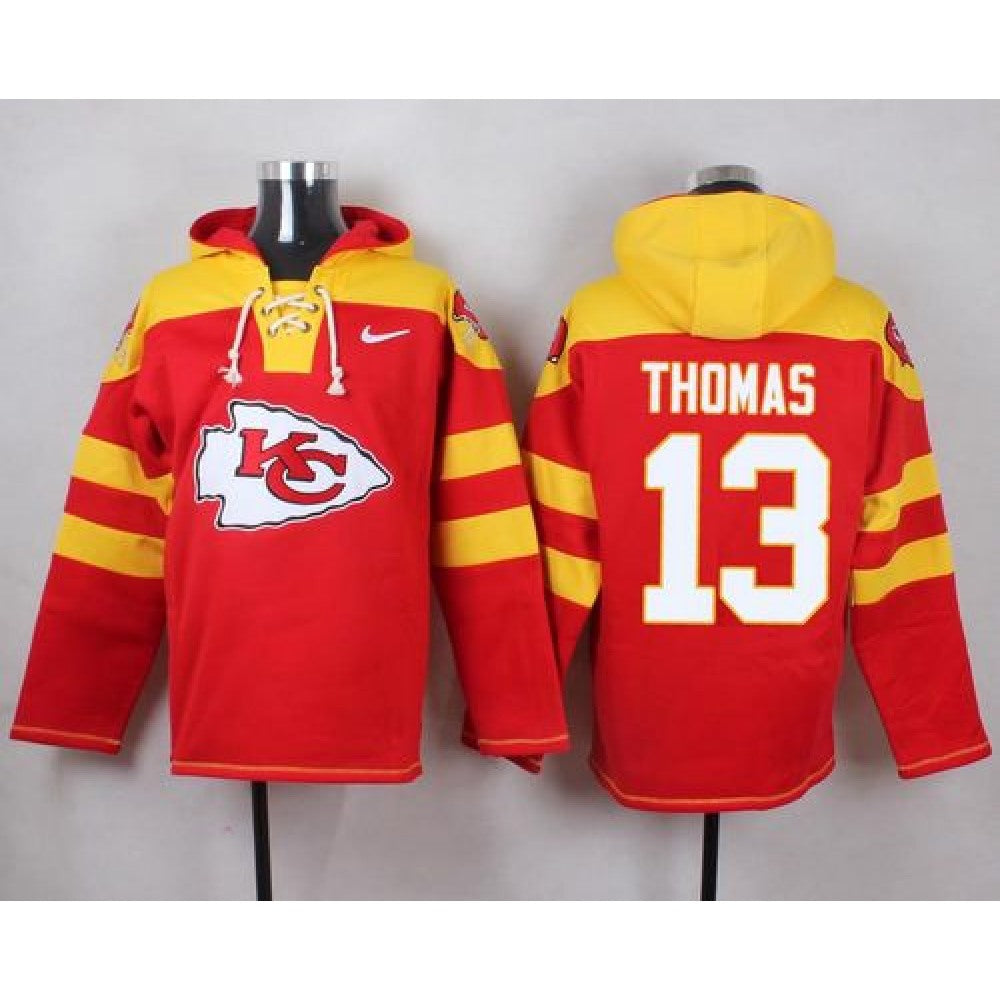 Chiefs #13 De'Anthony Thomas Red Player Pullover NFL Hoodie 