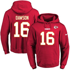 Chiefs #16 Len Dawson Red Name & Number Pullover NFL Hoodie 