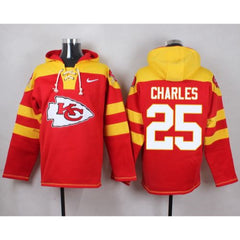 Chiefs #25 Jamaal Charles Red Player Pullover NFL Hoodie 