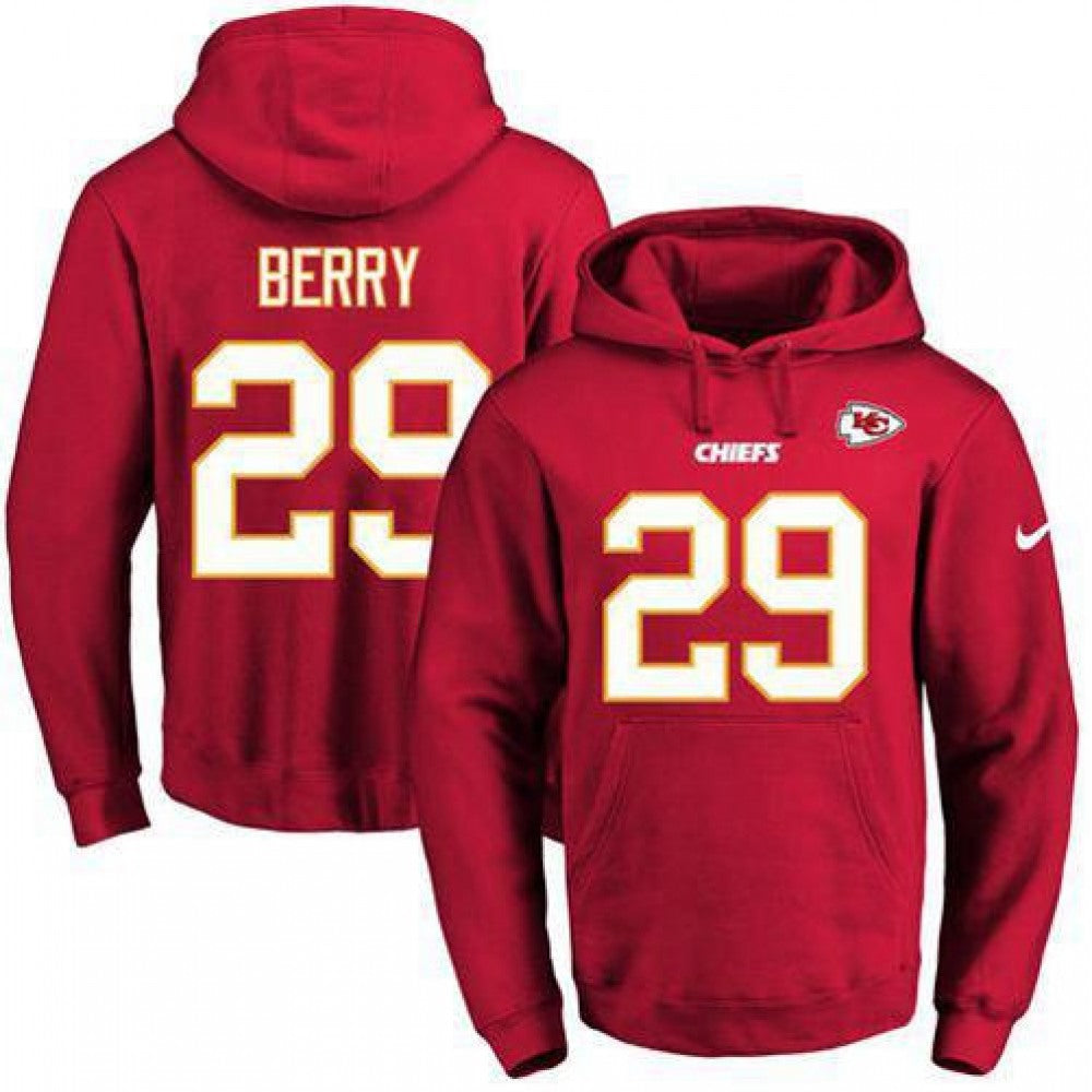 Chiefs #29 Eric Berry Red Name & Number Pullover NFL Hoodie 