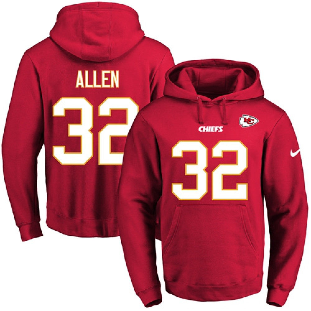 Chiefs #32 Marcus Allen Red Name & Number Pullover NFL Hoodie 