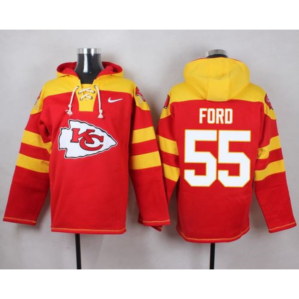 Chiefs #55 Dee Ford Red Player Pullover NFL Hoodie 
