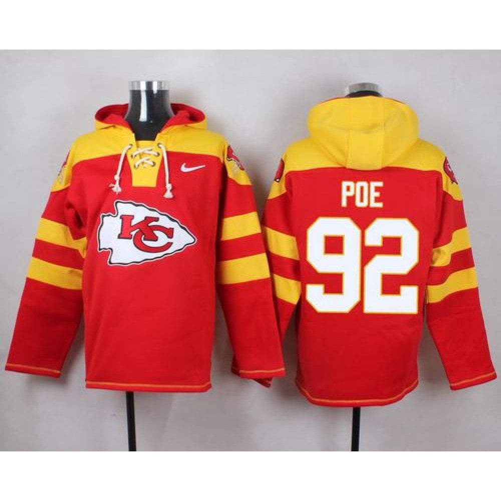Chiefs #92 Dontari Poe Red Player Pullover NFL Hoodie 