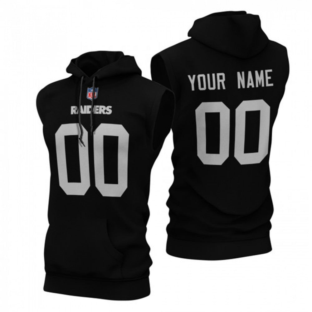 Men's Las Vegas Raiders Customized Black Limited Edition Sleeveless Hoodie 
