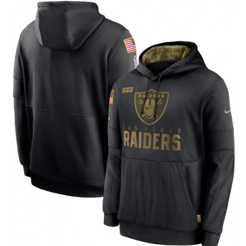 Men's Las Vegas Raiders 2020 Black Salute to Service Sideline Performance Pullover Hoodie 