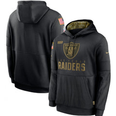 Men's Las Vegas Raiders 2020 Black Salute to Service Sideline Performance Pullover Hoodie 