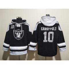 Men's Las Vegas Raiders #10 Jimmy Garoppolo Black Ageless Must-Have Lace-Up Pullover Hoodie 