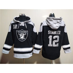 Men's Las Vegas Raiders #12 Ken Stabler Black Ageless Must-Have Lace-Up Pullover Hoodie 