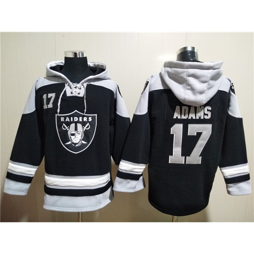 Men's Las Vegas Raiders #17 Davante Adams Black Ageless Must-Have Lace-Up Pullover Hoodie 